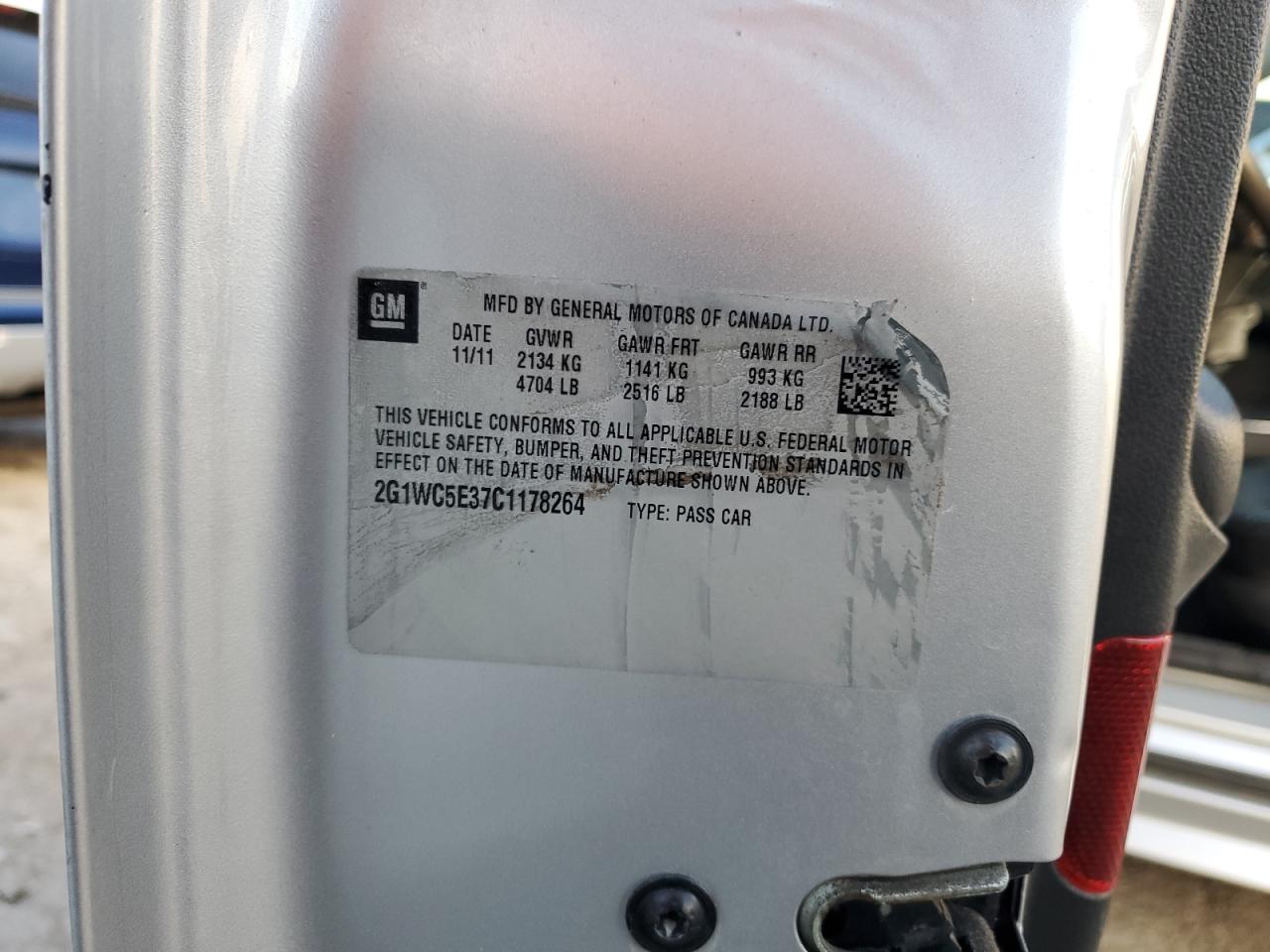 2012 Chevrolet Impala Ltz VIN: 2G1WC5E37C1178264 Lot: 84407424