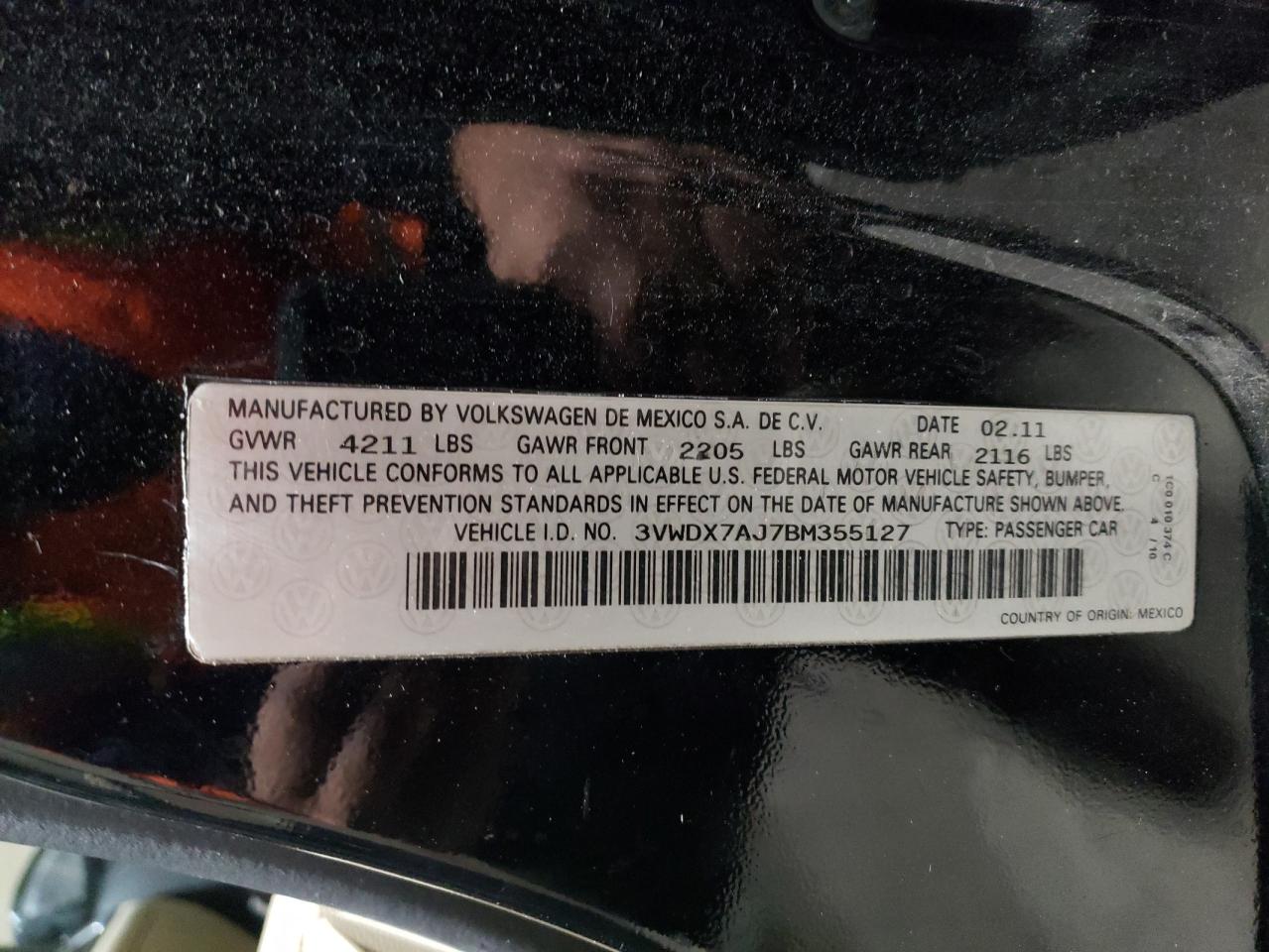 2011 Volkswagen Jetta Se VIN: 3VWDX7AJ7BM355127 Lot: 80099144