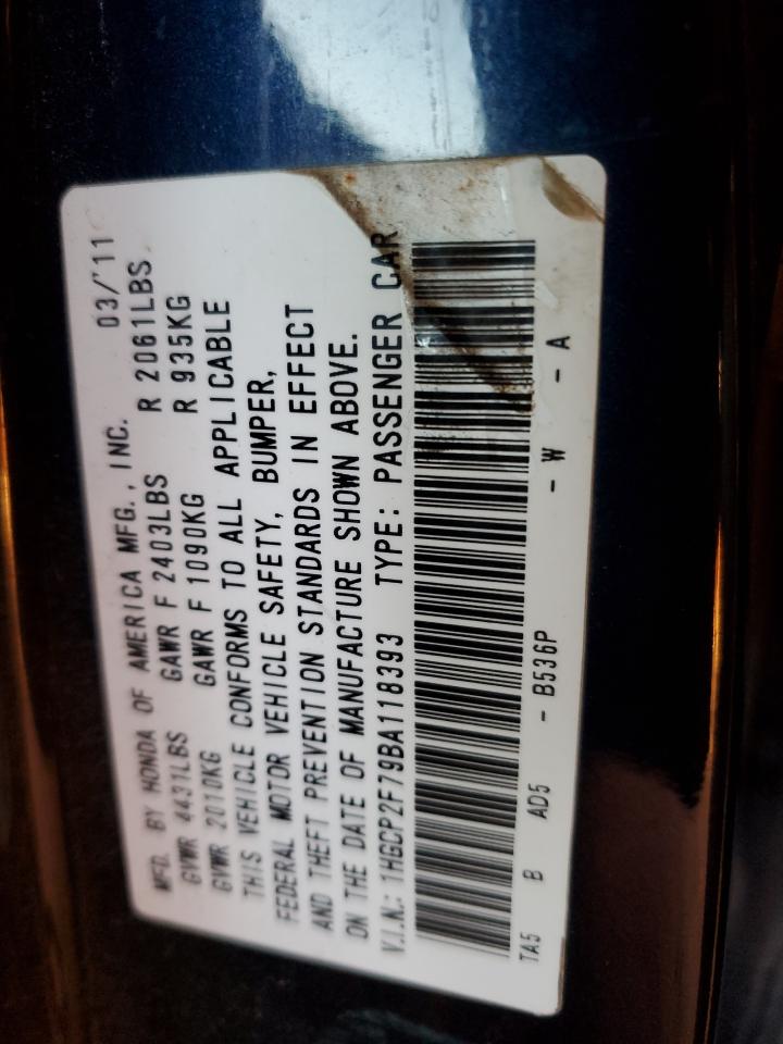 2011 Honda Accord Ex VIN: 1HGCP2F79BA118393 Lot: 85488514