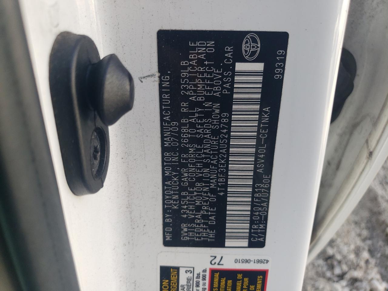 2010 Toyota Camry Base VIN: 4T1BF3EK2AU524789 Lot: 84772834