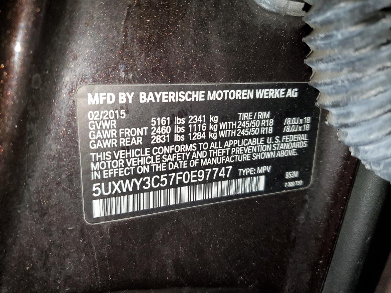 VIN 5UXWY3C57F0E97747 2015 BMW X3 no.13