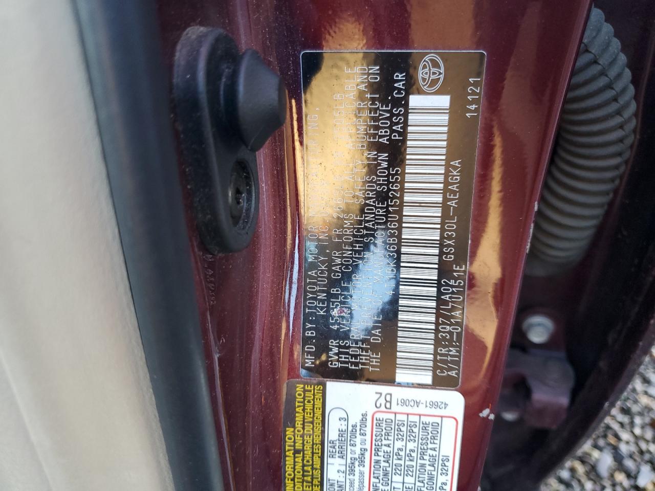 2006 Toyota Avalon Xl VIN: 4T1BK36B36U152655 Lot: 83865714