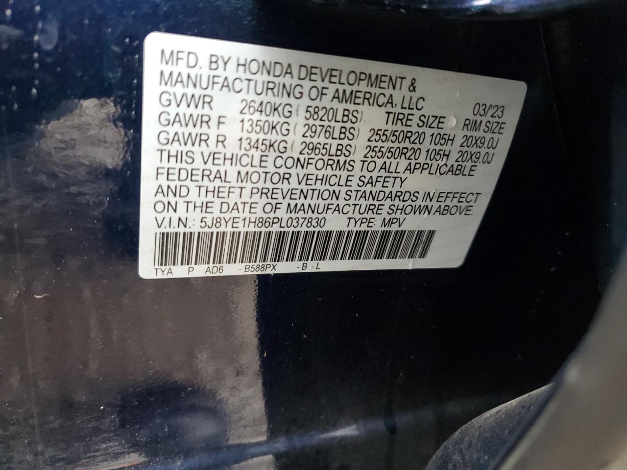 VIN 5J8YE1H86PL037830 2023 ACURA MDX no.13