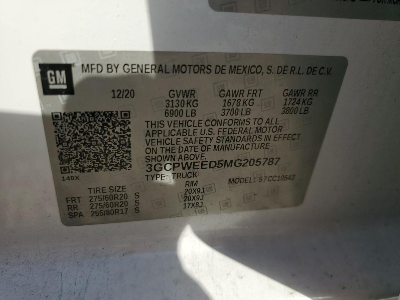 VIN 3GCPWEED5MG205787 2021 CHEVROLET ALL Models no.12