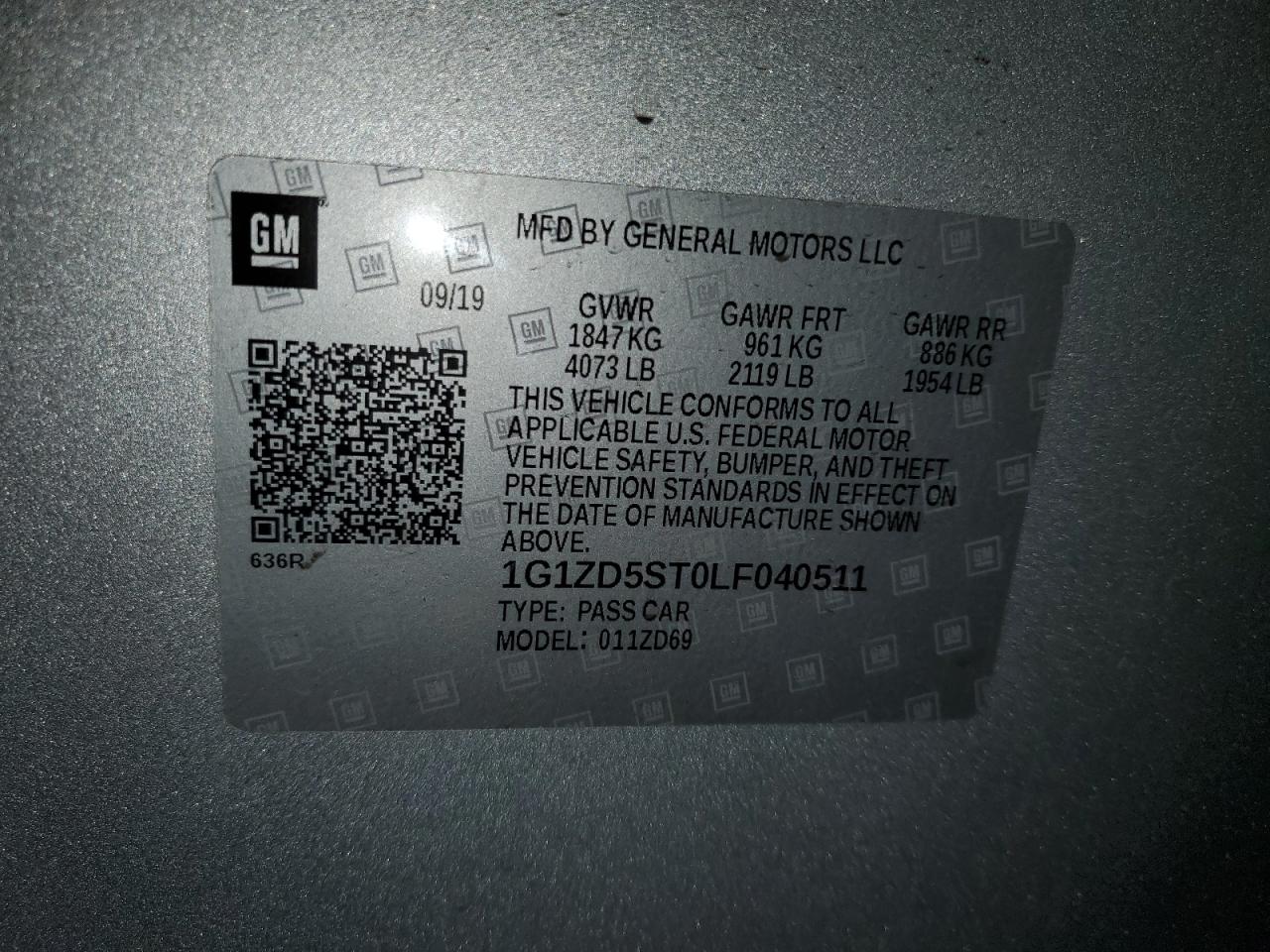 2020 Chevrolet Malibu Lt VIN: 1G1ZD5ST0LF040511 Lot: 83997064