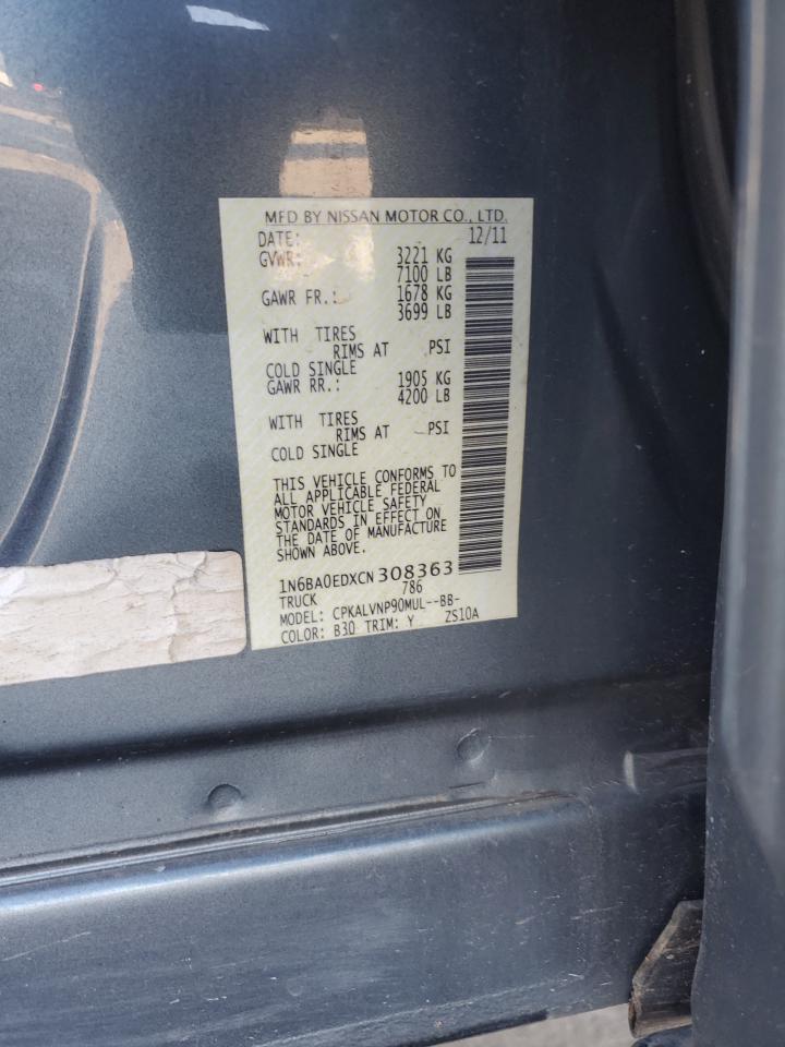 2012 Nissan Titan S VIN: 1N6BA0EDXCN308363 Lot: 83554794