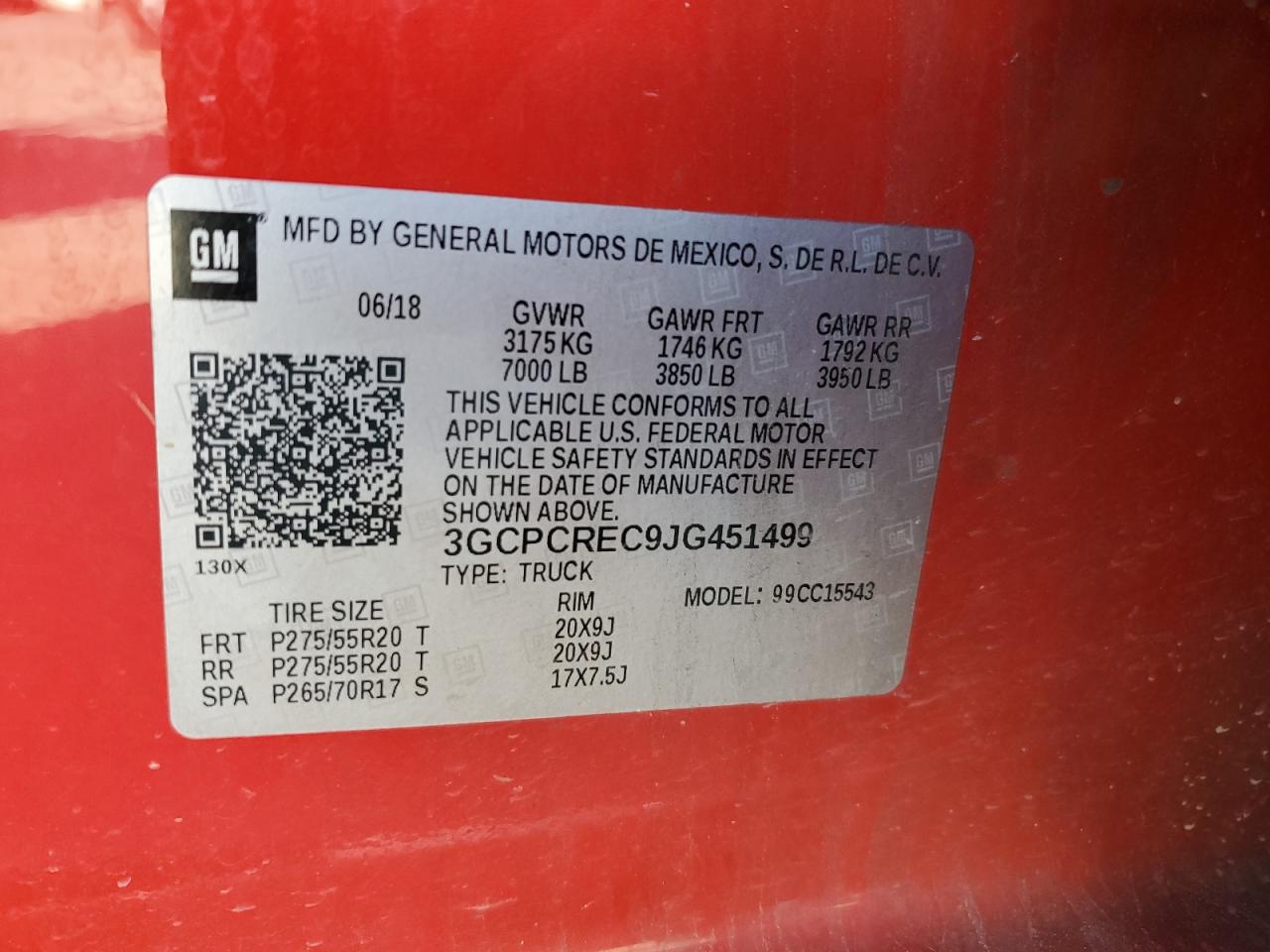 VIN 3GCPCREC9JG451499 2018 CHEVROLET ALL Models no.13