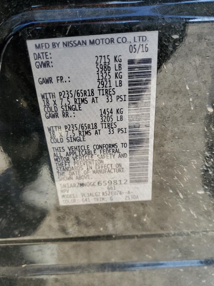 2016 Nissan Pathfinder S VIN: 5N1AR2MN0GC659812 Lot: 84170594