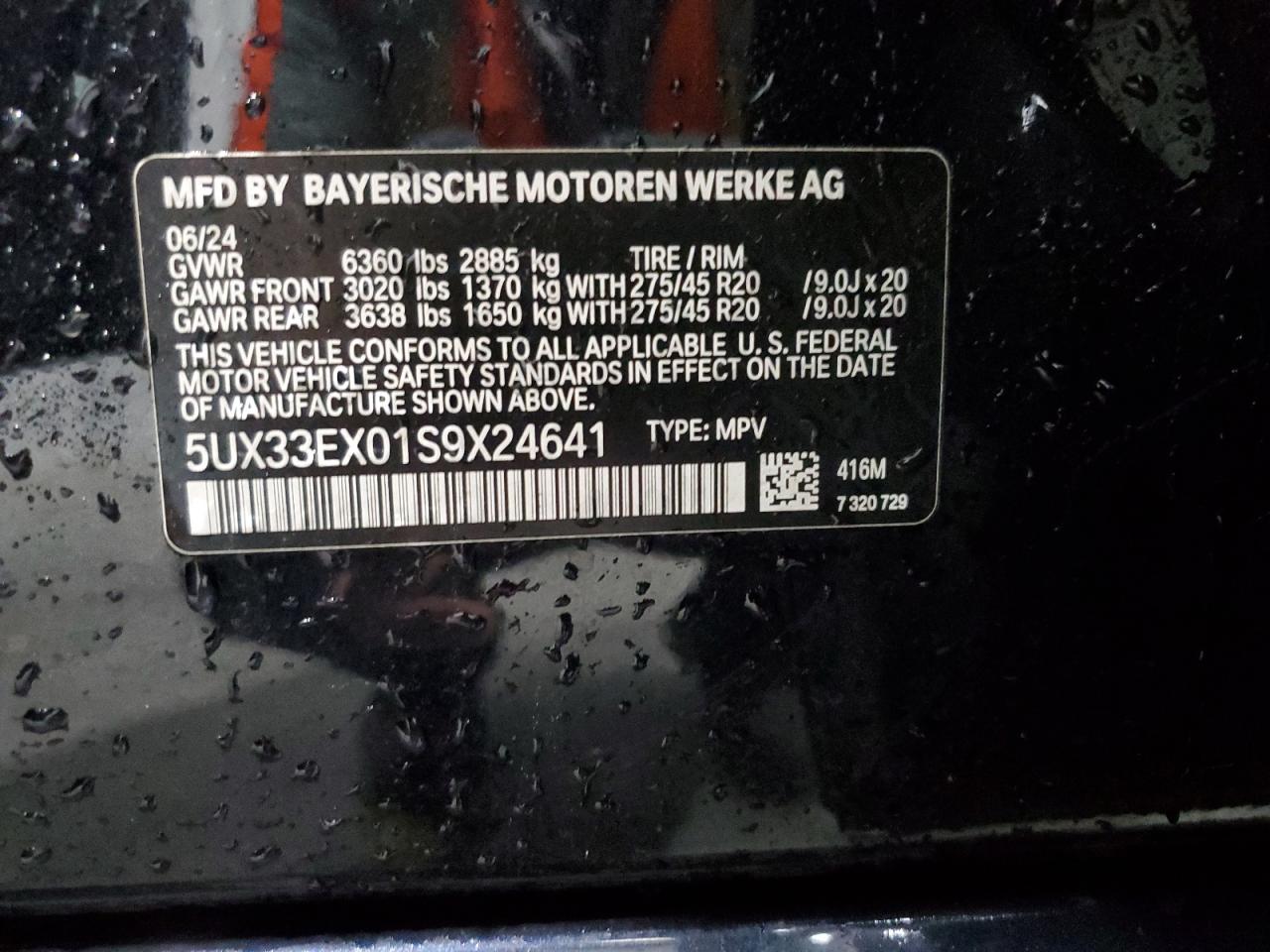 VIN 5UX33EX01S9X24641 2025 BMW X6 no.13