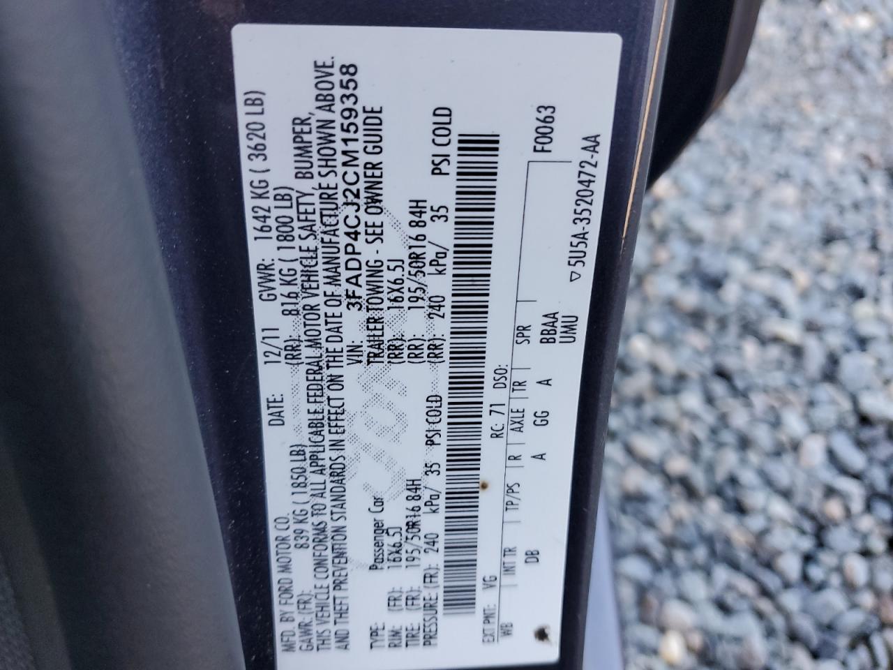 2012 Ford Fiesta Sel VIN: 3FADP4CJ2CM159358 Lot: 87233734