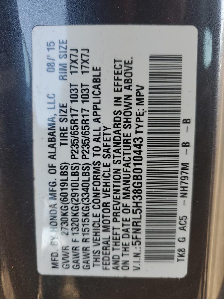 VIN 5FNRL5H38GB010443 2016 HONDA ODYSSEY no.14