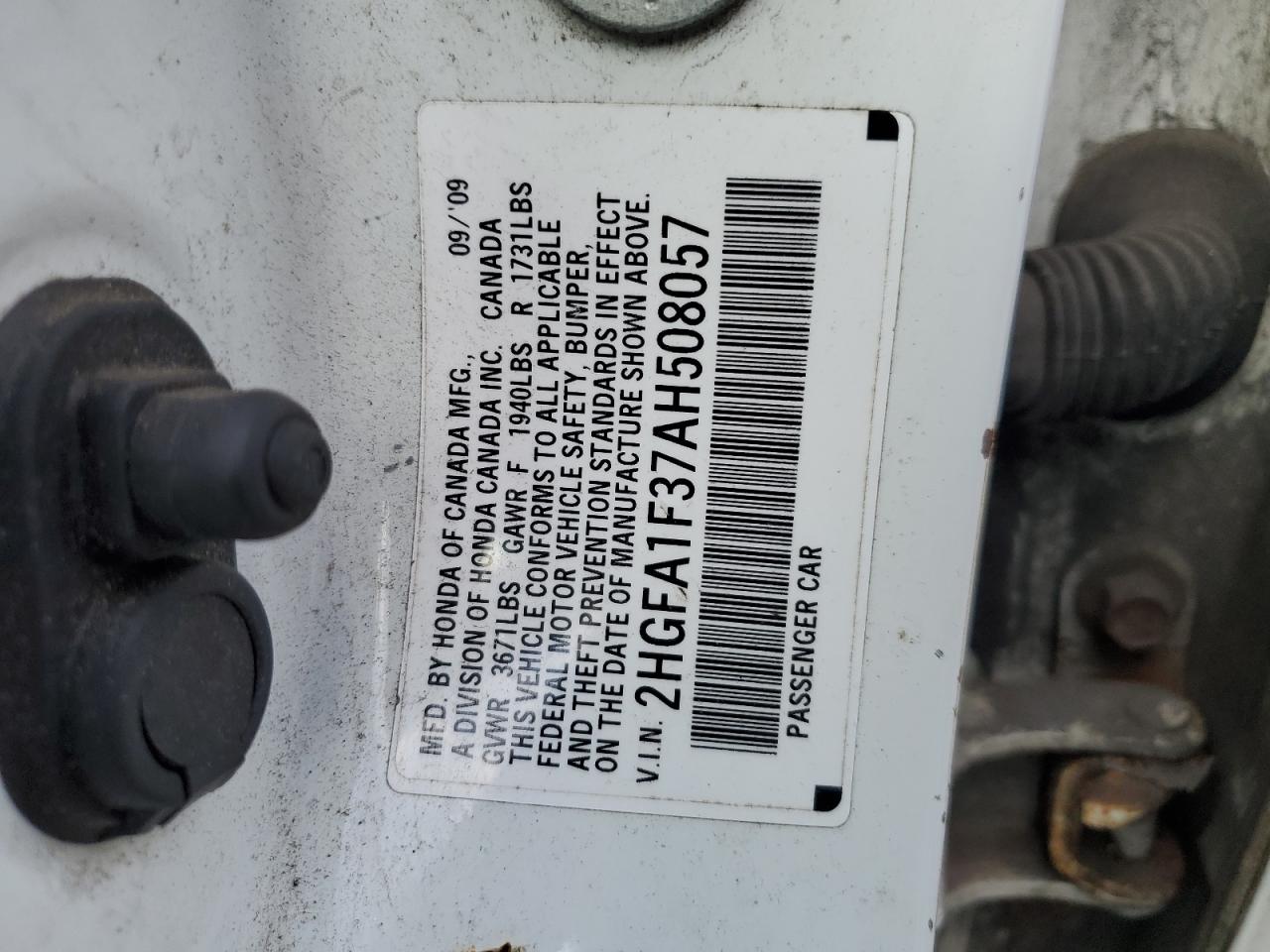 2010 Honda Civic Vp VIN: 2HGFA1F37AH508057 Lot: 87246314