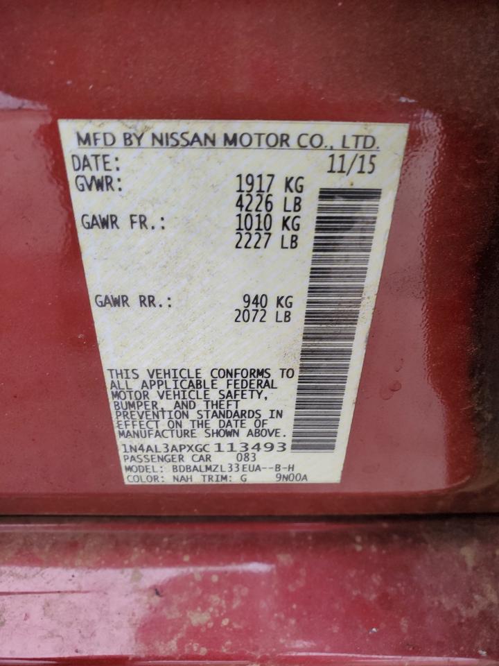 VIN 1N4AL3APXGC113493 2016 NISSAN ALTIMA no.12