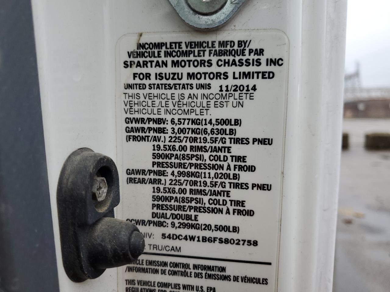 2015 Isuzu Npr Hd VIN: 54DC4W1B6FS802758 Lot: 86177024