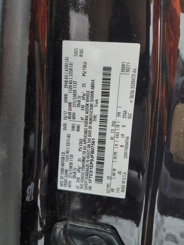 2018 Ford F150 Super Cab VIN: 1FTEX1EP9JFB07561 Lot: 84799674