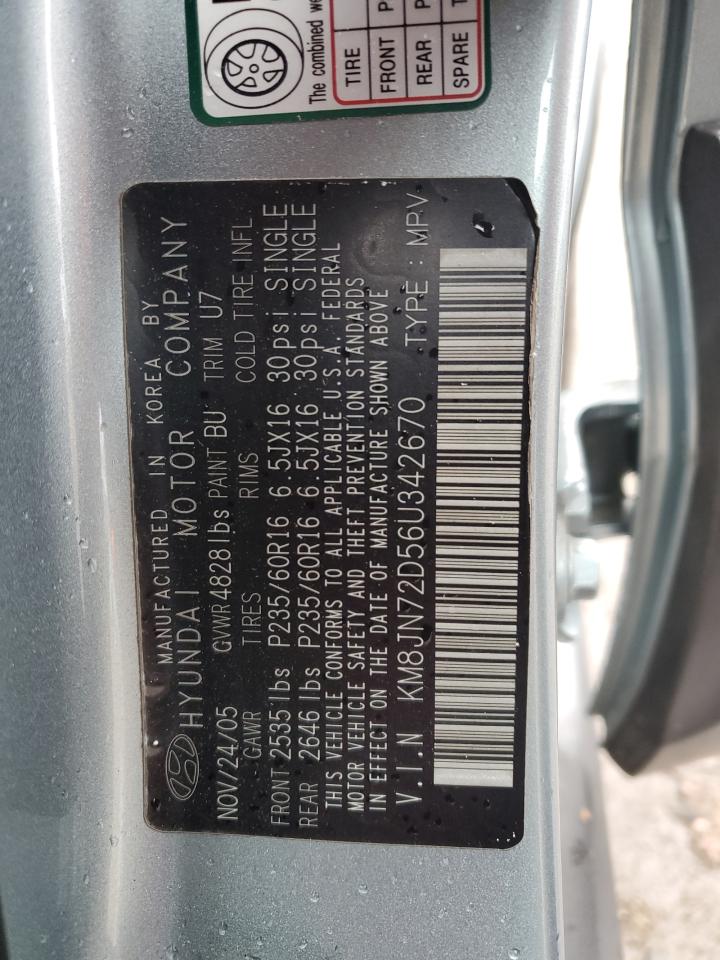 2006 Hyundai Tucson Gls VIN: KM8JN72D56U342670 Lot: 86478794