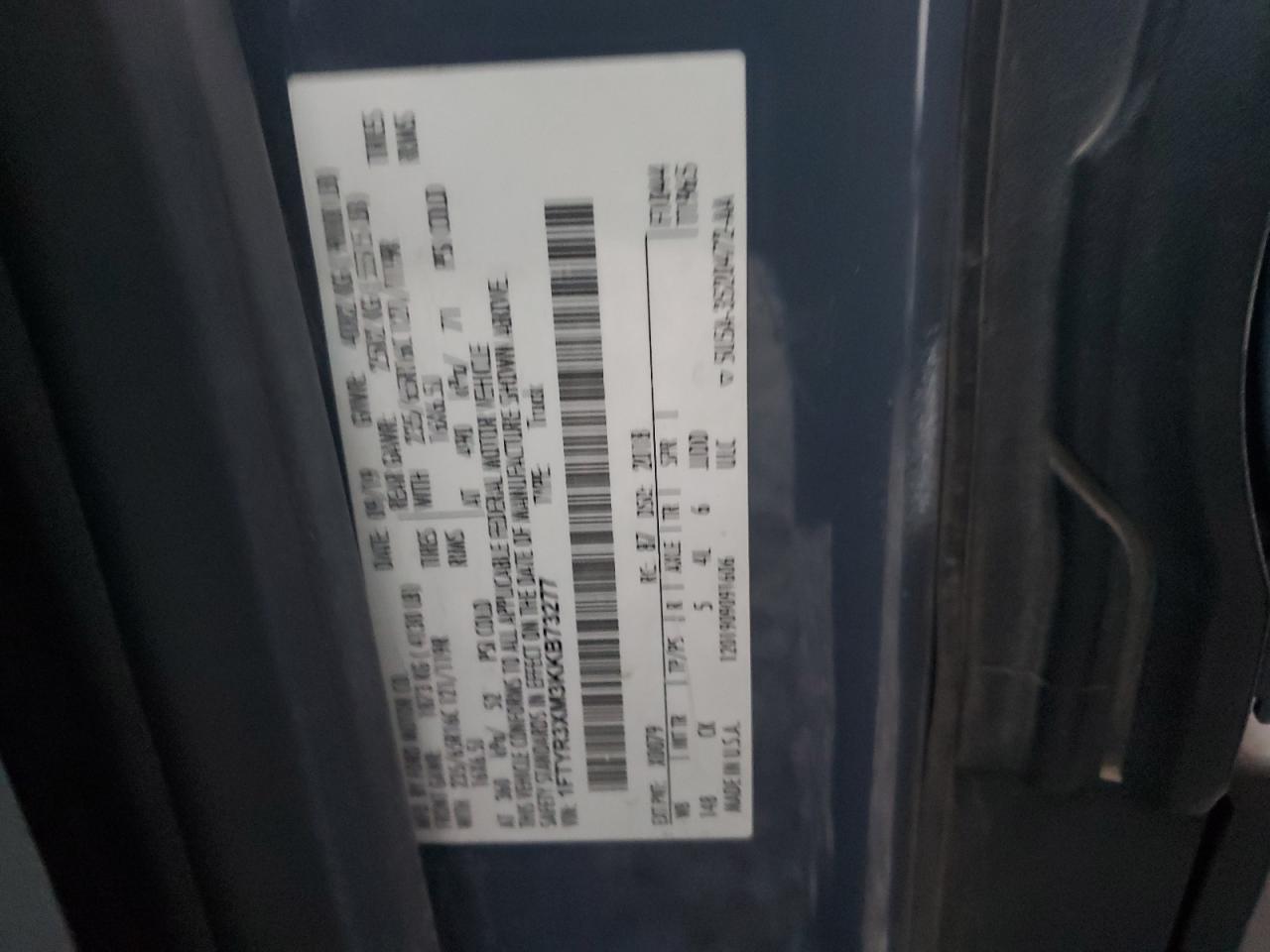 2019 Ford Transit T-250 VIN: 1FTYR3XM3KKB73277 Lot: 84047984