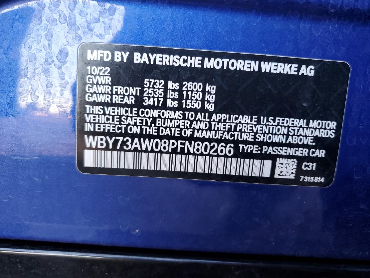 VIN WBY73AW08PFN80266 2023 BMW I4 EDRIVE no.13