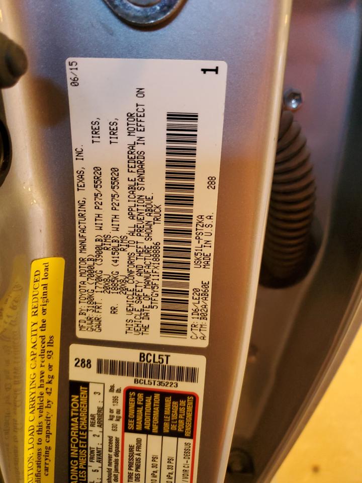 2015 Toyota Tundra Crewmax 1794 VIN: 5TFGY5F11FX188886 Lot: 86793534