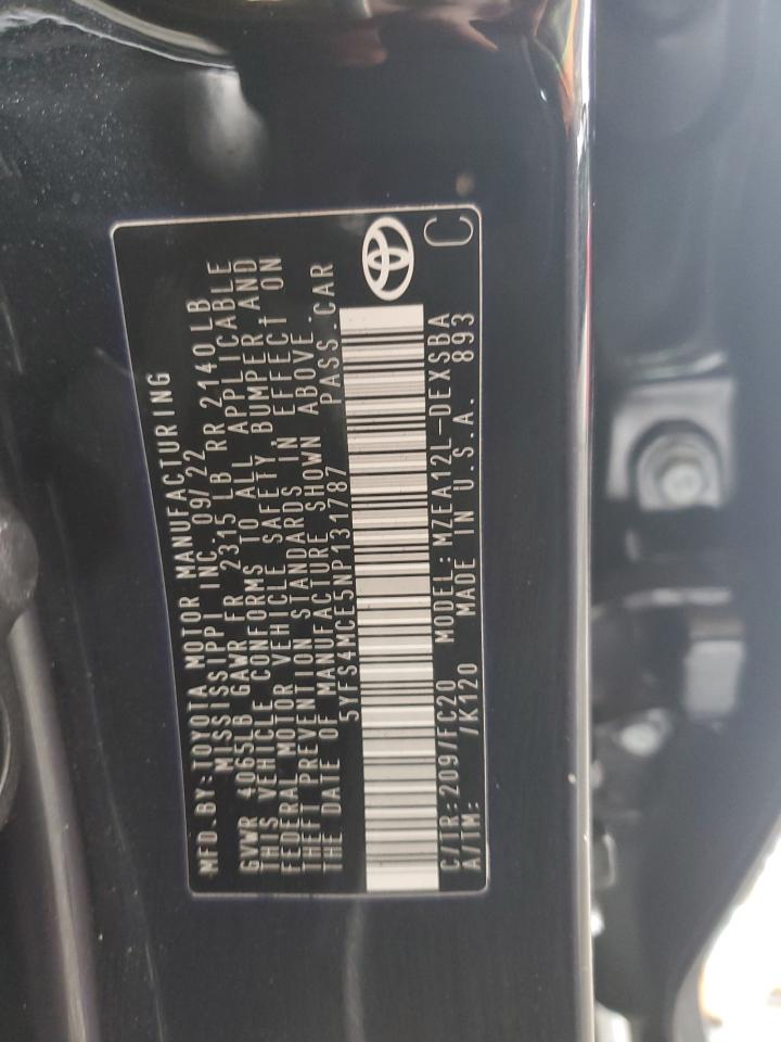 5yfs4mce5np131787 5YFS4MCE5NP131787 2022 Toyota Corolla Se