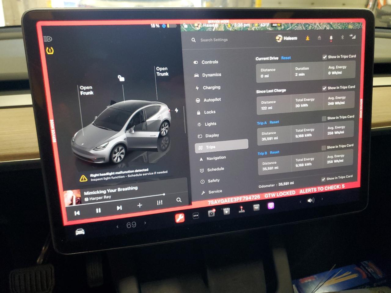 VIN 7SAYGAEE3PF794726 2023 TESLA MODEL Y no.9