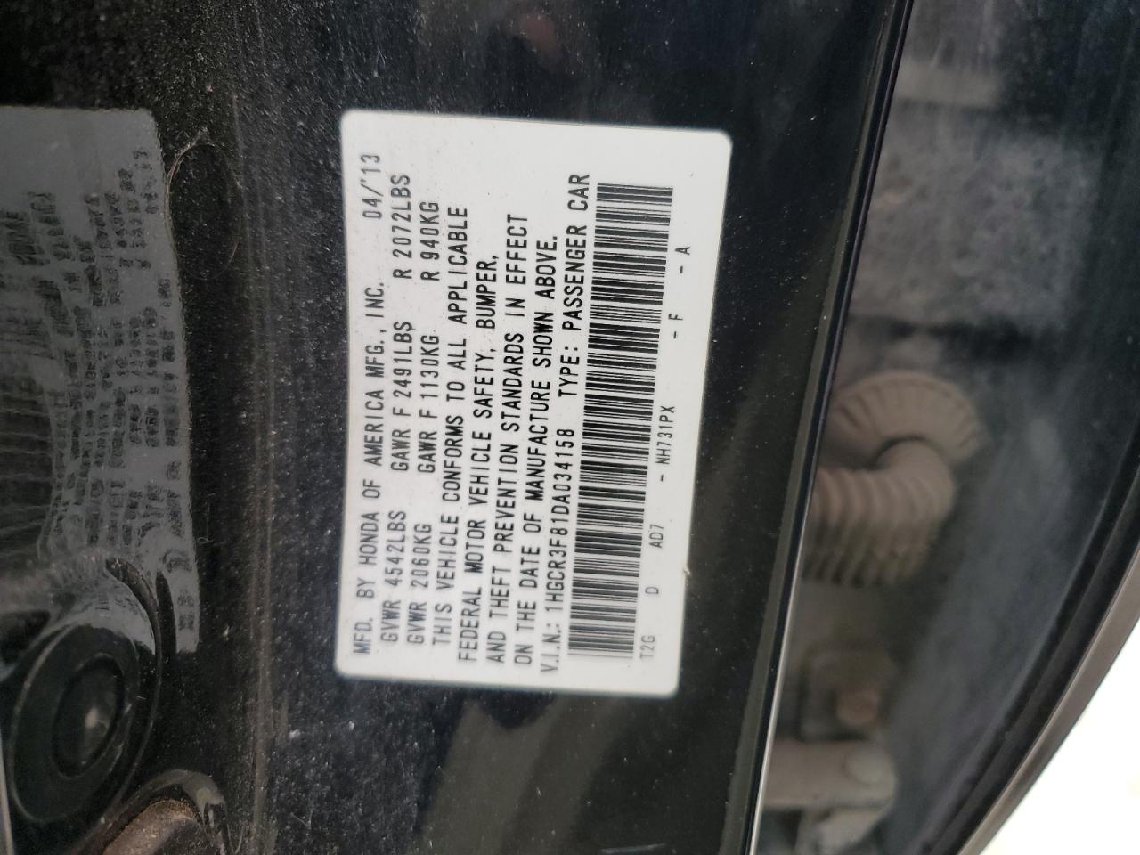 VIN 1HGCR3F81DA034158 2013 HONDA ACCORD no.12