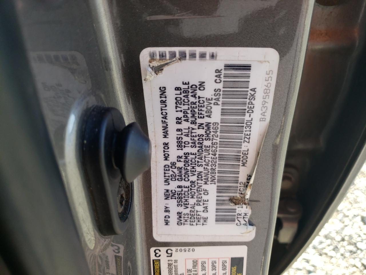 2006 Toyota Corolla Ce VIN: 1NXBR32E46Z672469 Lot: 83873424