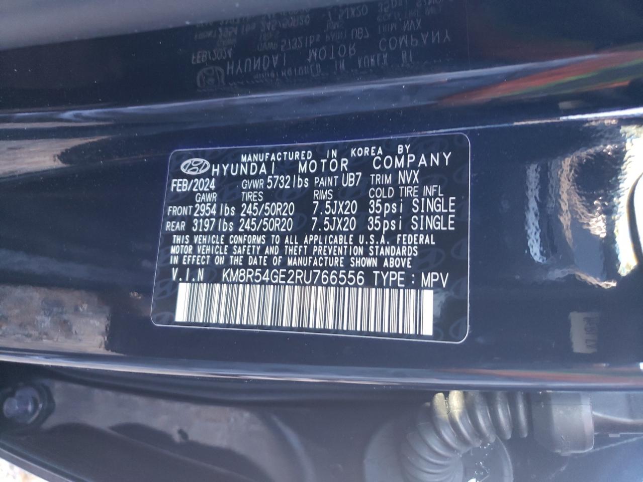 2024 Hyundai Palisade Limited VIN: KM8R54GE2RU766556 Lot: 86715074