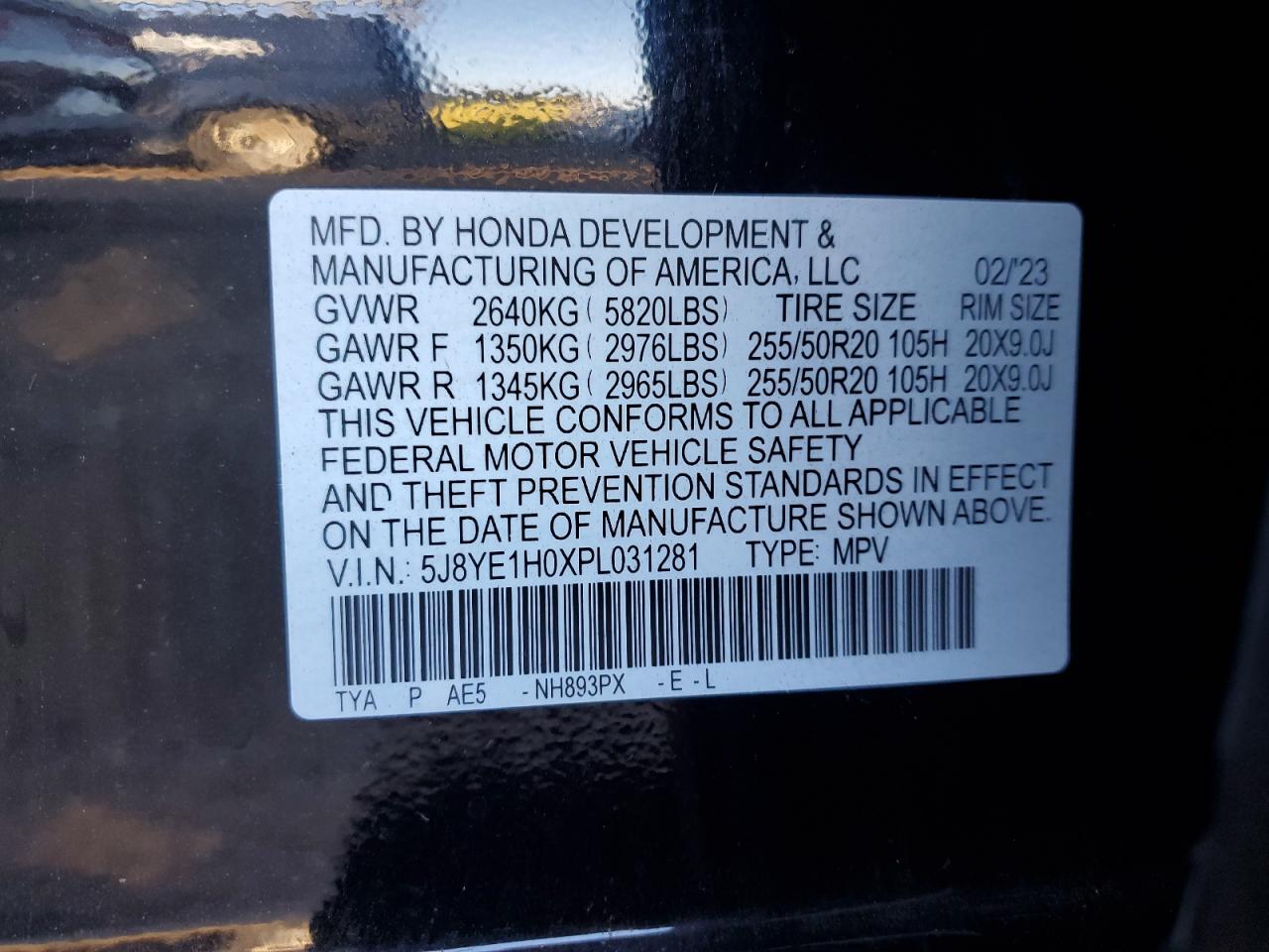 VIN 5J8YE1H0XPL031281 2023 ACURA MDX no.13