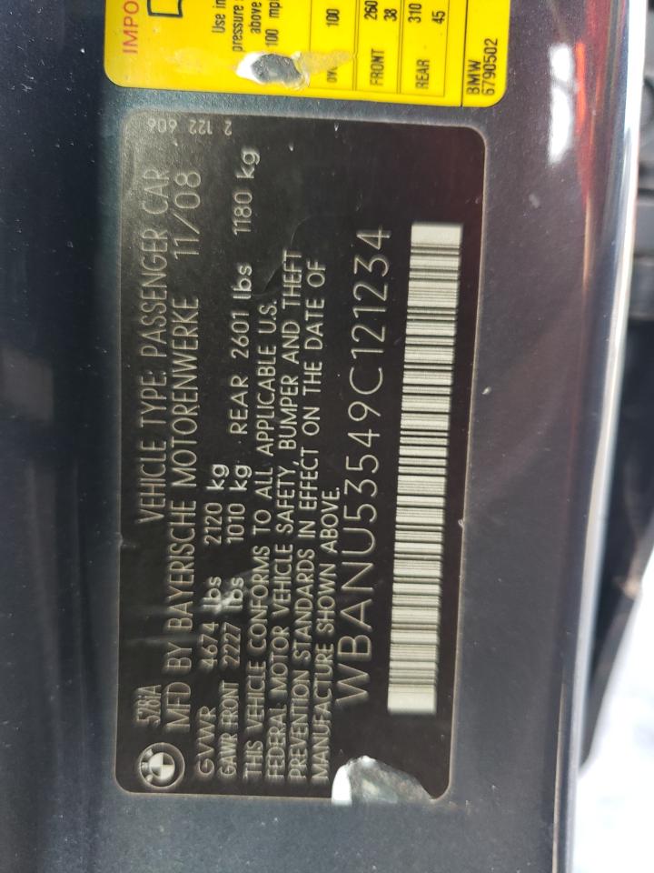 2009 BMW 528 I VIN: WBANU53549C121234 Lot: 87115314