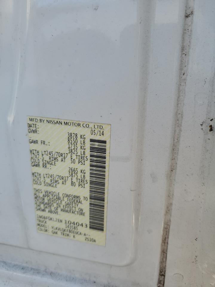 2014 Nissan Nv 1500 VIN: 1N6BF0KL2EN104043 Lot: 82844814