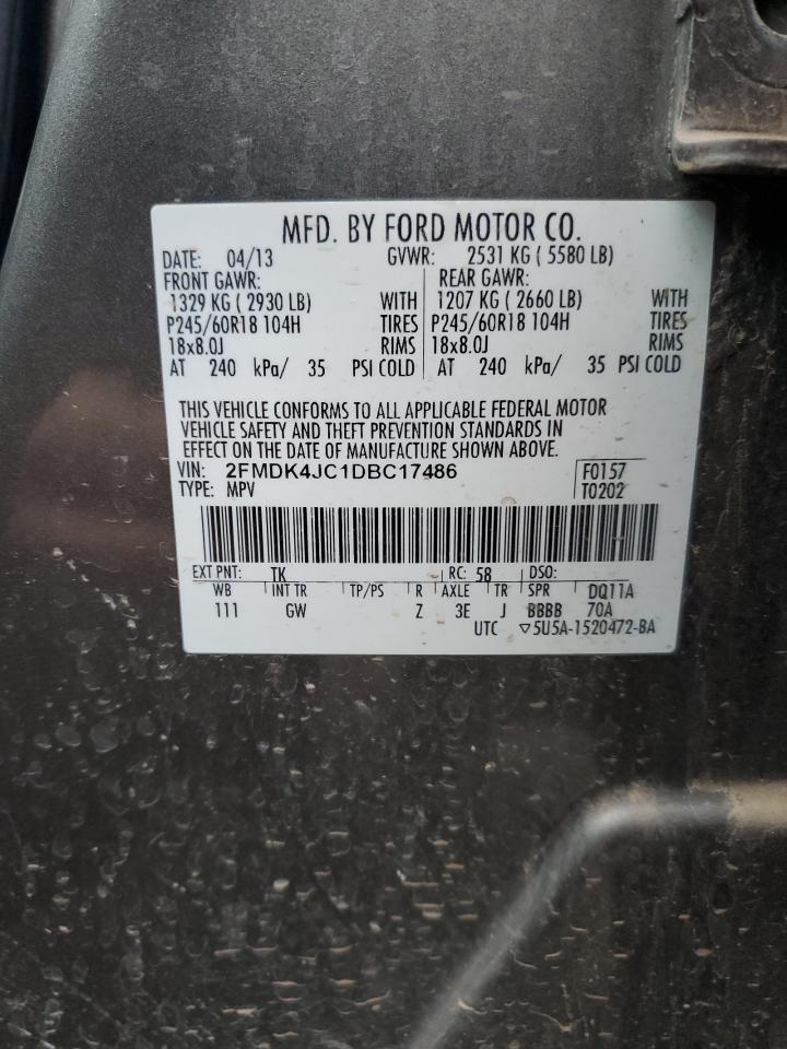 VIN 2FMDK4JC1DBC17486 2013 FORD EDGE no.13