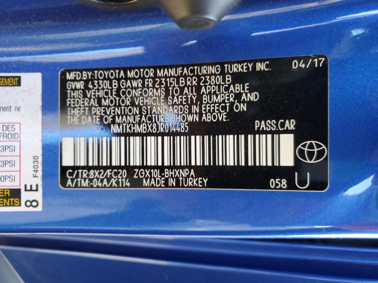 VIN NMTKHMBX8JR014485 2018 TOYOTA C-HR no.13