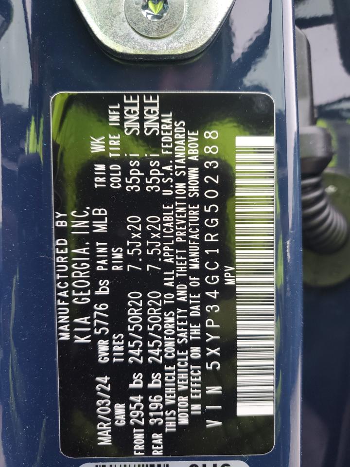 2024 Kia Telluride Ex VIN: 5XYP34GC1RG502388 Lot: 78869164