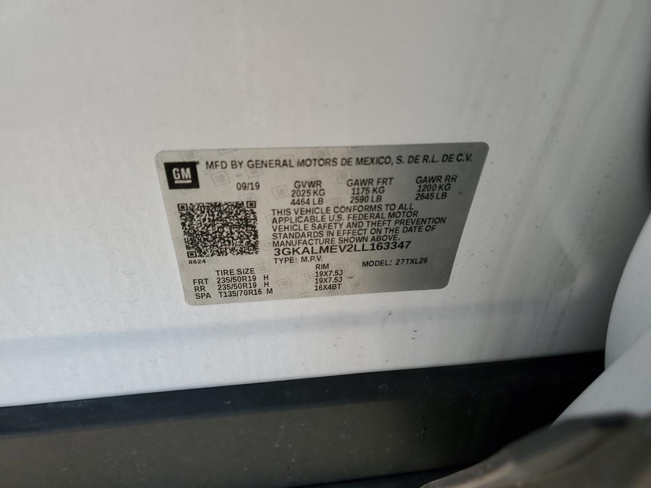 2020 GMC Terrain Sle VIN: 3GKALMEV2LL163347 Lot: 84095204