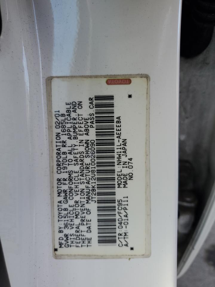 2001 Toyota Prius VIN: JT2BK12U810026090 Lot: 86941454