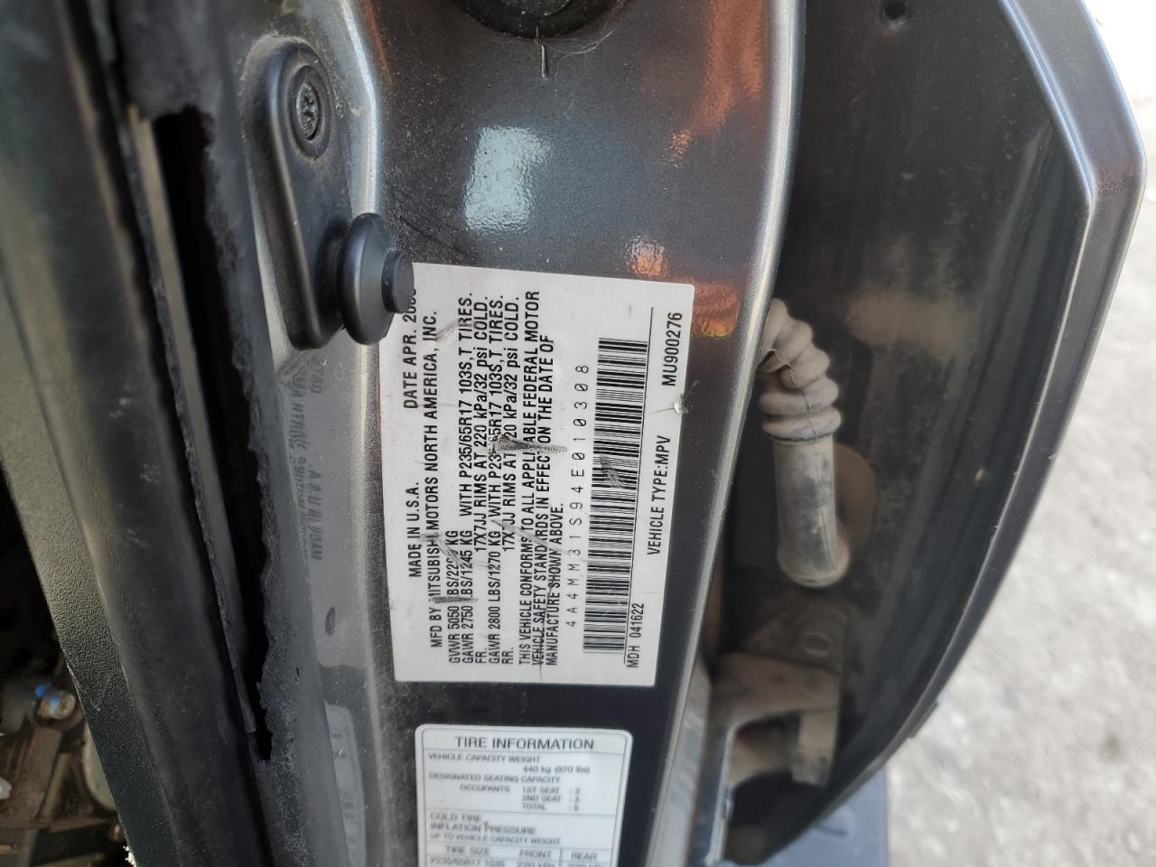 2004 Mitsubishi Endeavor Xls VIN: 4A4MM31S94E010308 Lot: 82147315