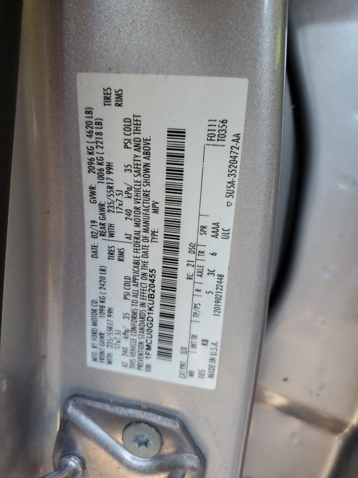 1FMCU0GD1KUB20455 2019 FORD ESCAPE - Image 12