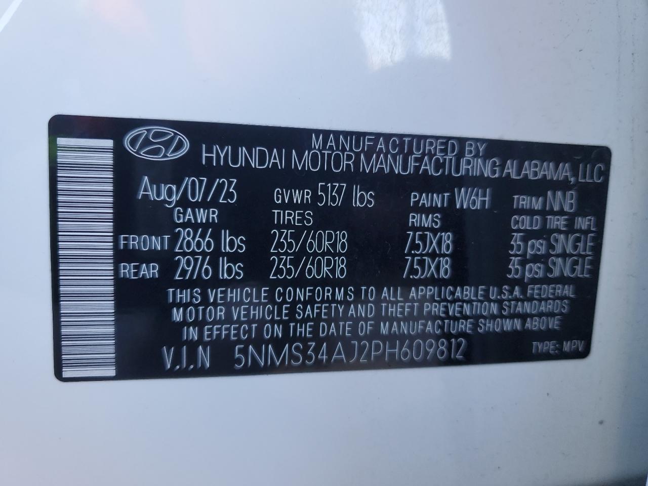 VIN 5NMS34AJ2PH609812 2023 HYUNDAI SANTA FE no.14