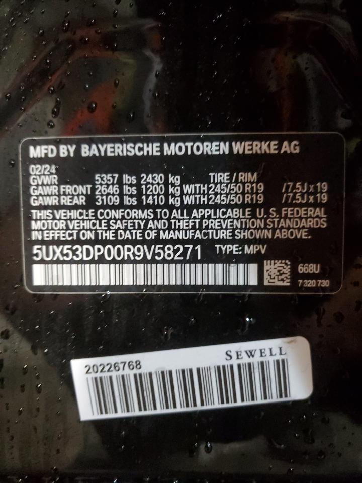 VIN 5UX53DP00R9V58271 2024 BMW X3 no.14