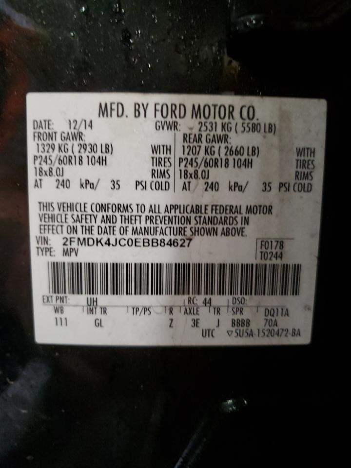 2014 Ford Edge Sel VIN: 2FMDK4JC0EBB84627 Lot: 83552114