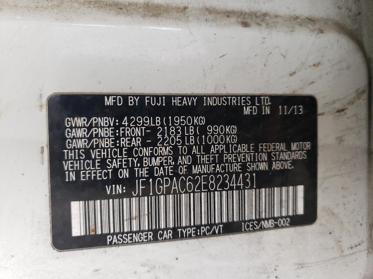 2014 Subaru Impreza Premium VIN: JF1GPAC62E8234431 Lot: 82925714