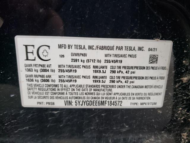 2021 TESLA MODEL Y 