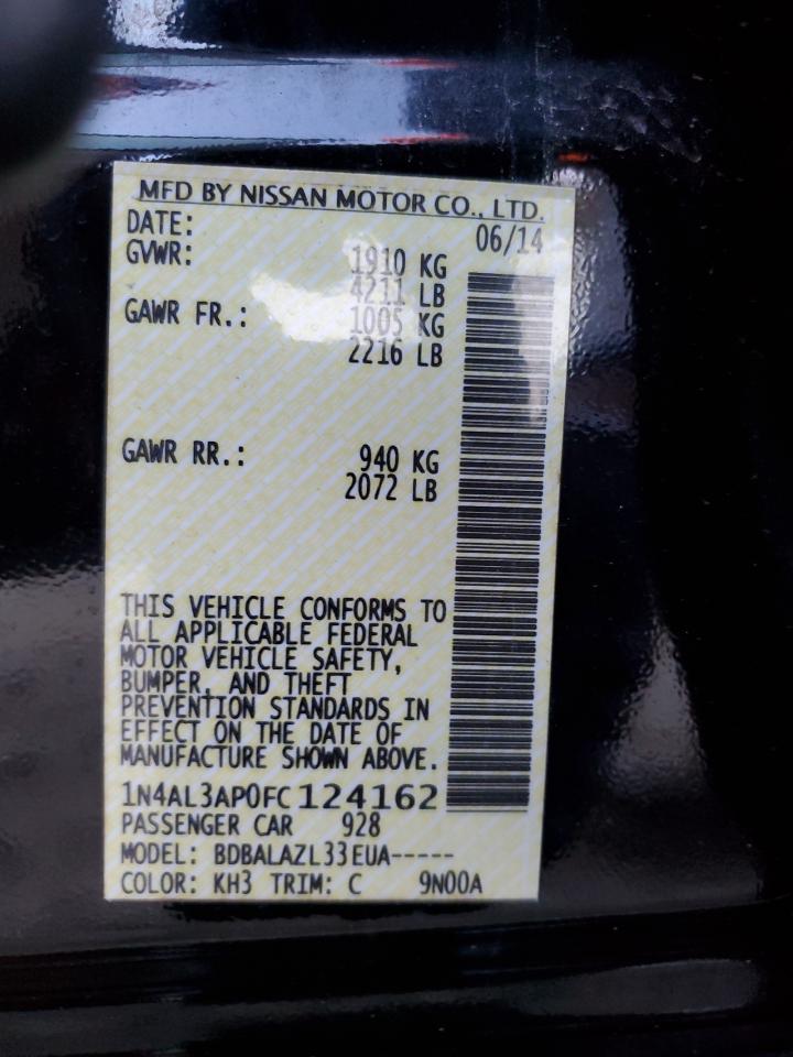 2015 Nissan Altima 2.5 VIN: 1N4AL3AP0FC124162 Lot: 81229545