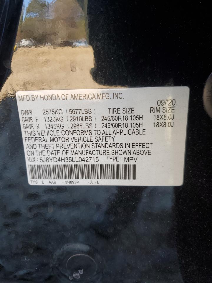 2020 Acura Mdx VIN: 5J8YD4H35LL042715 Lot: 82877994