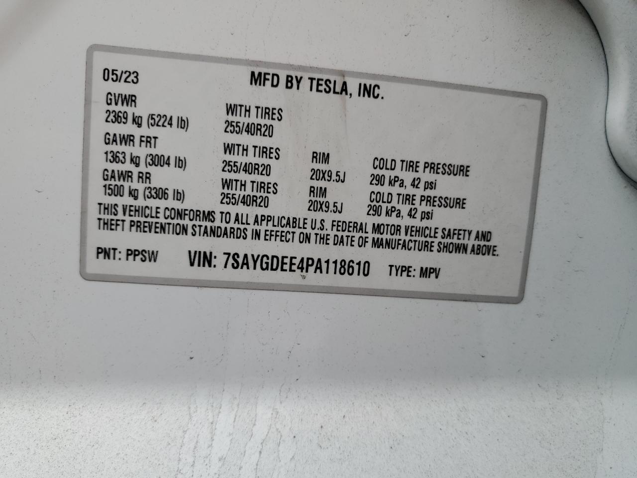 2023 Tesla Model Y VIN: 7SAYGDEE4PA118610 Lot: 83479194