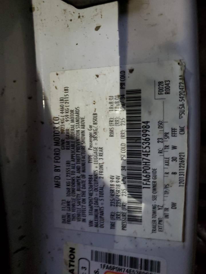 VIN 1FA6P0H74E5369984 2014 FORD FUSION no.12