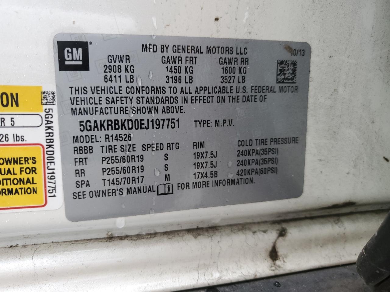 2014 Buick Enclave VIN: 5GAKRBKD0EJ197751 Lot: 86274194