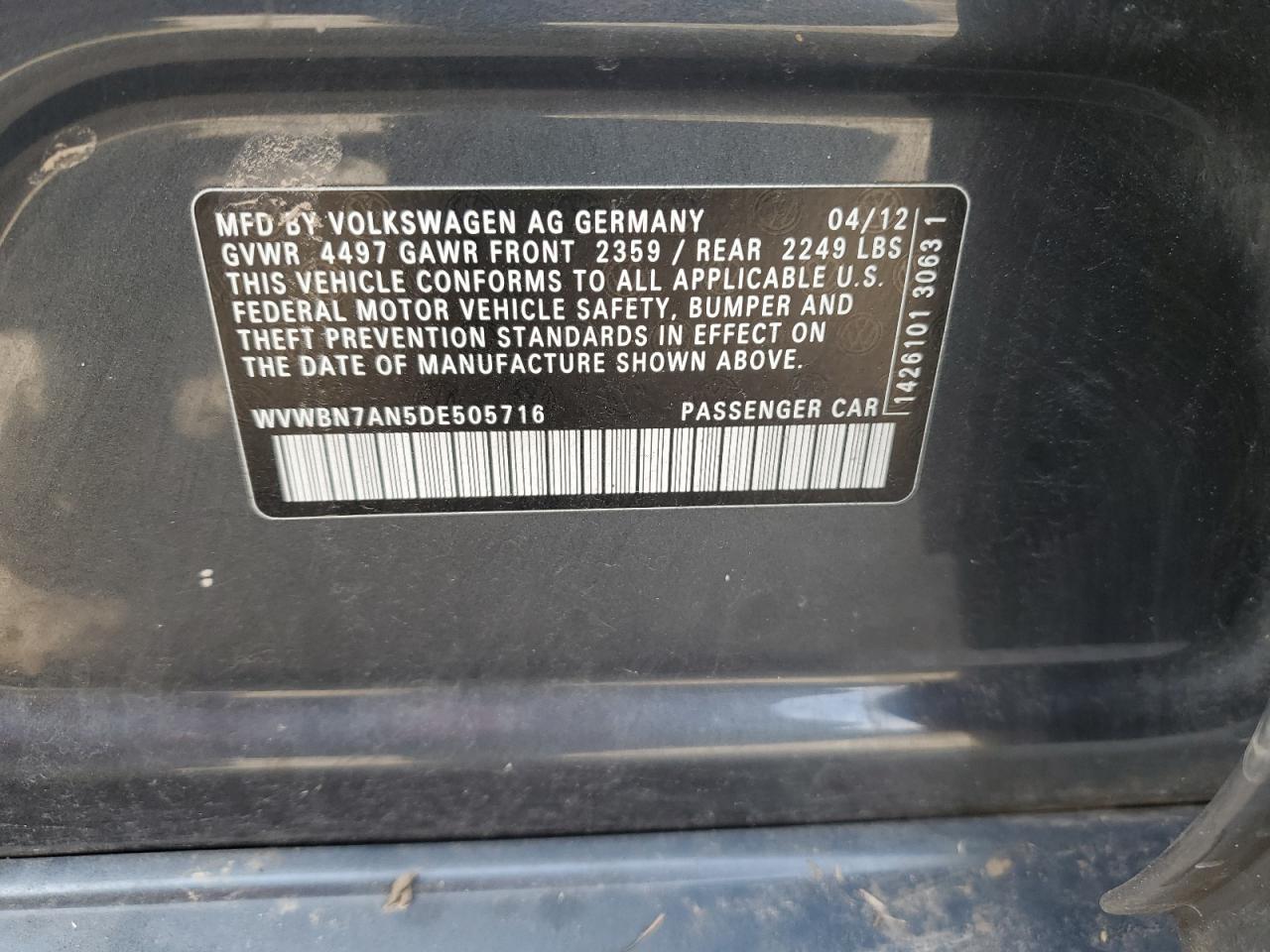 WVWBN7AN5DE505716 2013 Volkswagen Cc Sport