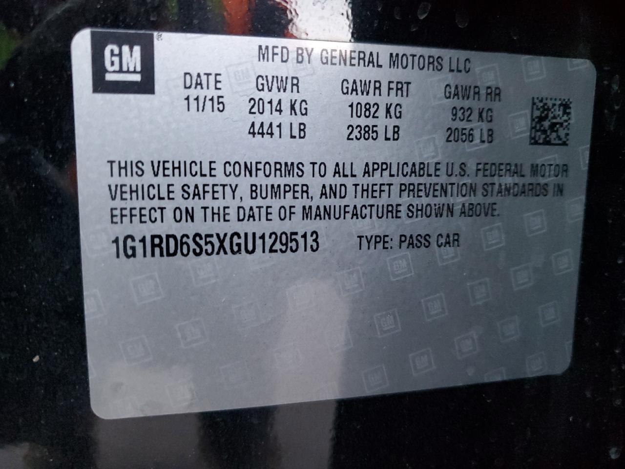 VIN 1G1RD6S5XGU129513 2016 CHEVROLET VOLT no.12